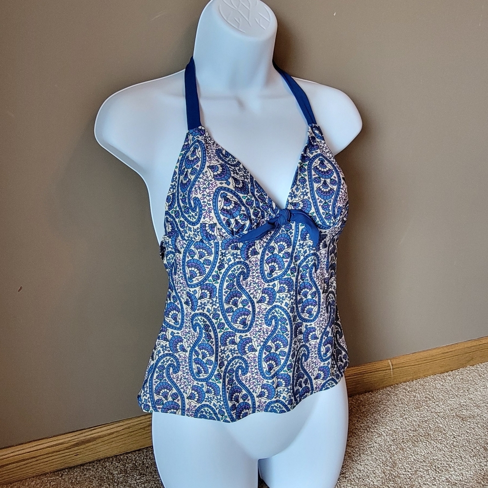 Converse Tankini Summer Swimsuit Paisley Top Blue Size Small
